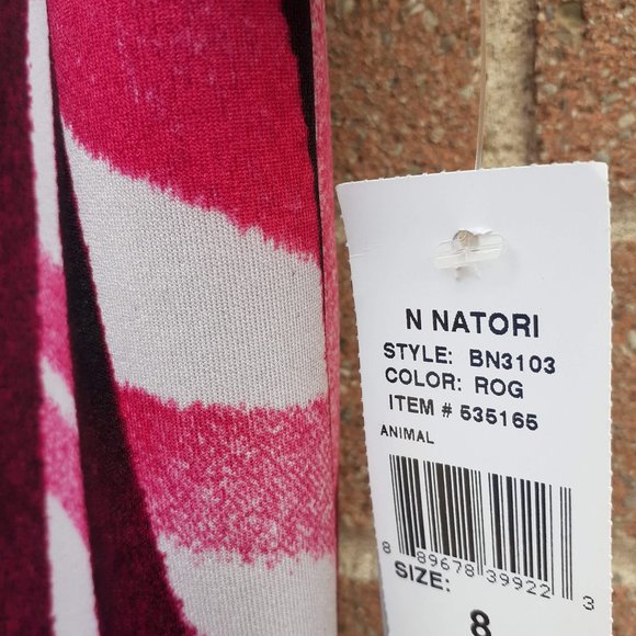 Brand New with tags NATORI Animal pattern Sheath dress in Pink/Maroon 8 - Picture 3 of 5
